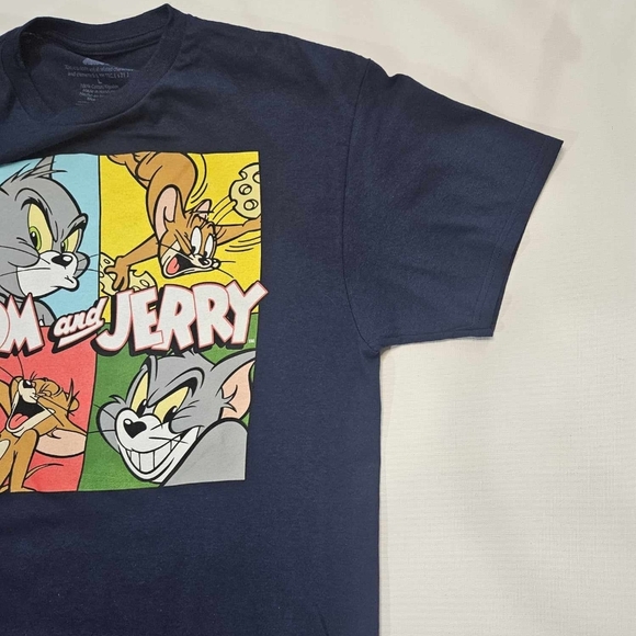 Tom And Jerry Mens T-Shirt Large Blue Graphic 90s Nostalgic‎ Cartoon Casual Tee - Picture 5 of 8